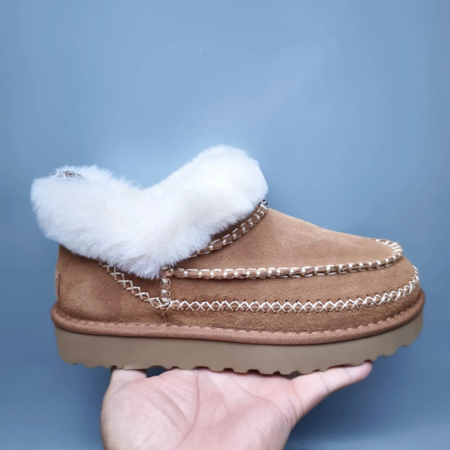 💰480 UGG sheepskin all-in-one snow boots for women 8224 suede trendy style Color: Maroon Antelope Brown Size: 35-40